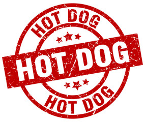 hot dog round red grunge stamp