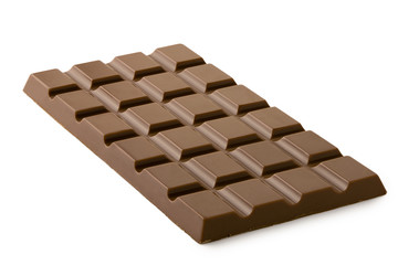 Whole slab of milk chocolate isolated on white.