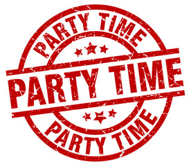 party time round red grunge stamp