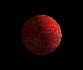 Mystical red planet in dark space
