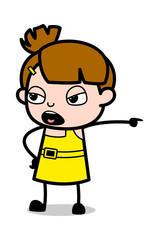 Shouting - Cute Girl Cartoon Character Vector Illustration
