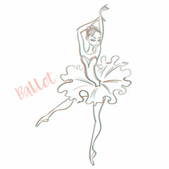 Girl ballerina. Ballet. Logotype Dancer Vector illustration