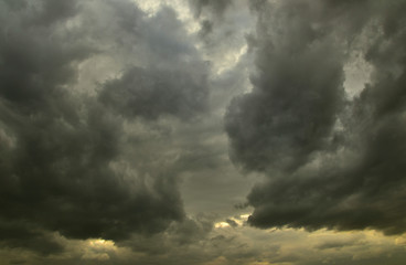 Sky-overlays. Dramatic sky and bad weather with dark clouds.