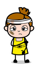 Wounded Patient - Cute Girl Cartoon Character Vector Illustration
