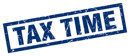 square grunge blue tax time stamp