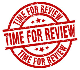 time for review round red grunge stamp