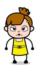 Angry - Cute Girl Cartoon Character Vector Illustration