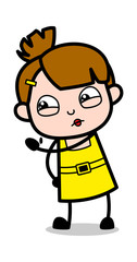 Showing Slap - Cute Girl Cartoon Character Vector Illustration