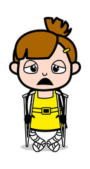 Handicapped Patient - Cute Girl Cartoon Character Vector Illustration