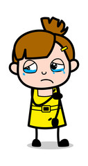Very Emotional - Cute Girl Cartoon Character Vector Illustration