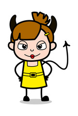 Devil - Cute Girl Cartoon Character Vector Illustration