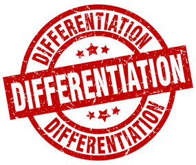 differentiation round red grunge stamp
