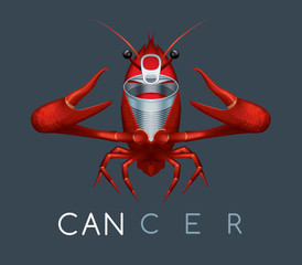 You are what you eat - Cancer disease concept – Aluminium can metamorphosis into cancer idea - cancer awareness symbol - 265110439