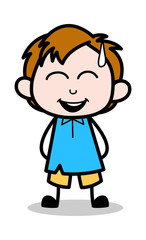 Laughing on Joke - School Boy Cartoon Character Vector Illustration