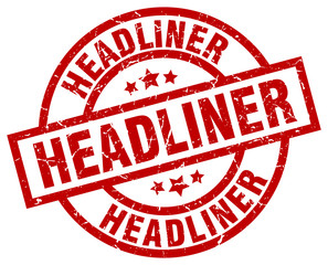 headliner round red grunge stamp