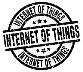 internet of things round grunge black stamp