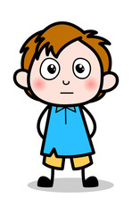 Blushing - School Boy Cartoon Character Vector Illustration