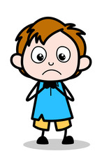 Worried - School Boy Cartoon Character Vector Illustration