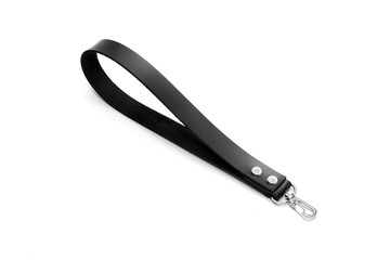 Leather handle on the leash. Close-up