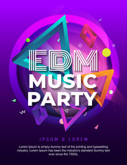 Dj electronic music party design background poster vector