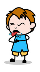 Vomiting - School Boy Cartoon Character Vector Illustration