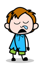 Obraz premium Sleeping and Running Nose- School Boy Cartoon Character Vector Illustration