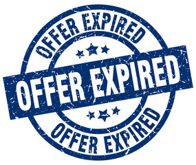 offer expired blue round grunge stamp