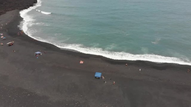 aerial of pohoiki aka Isaac Hale park. featuring new beach and lava field