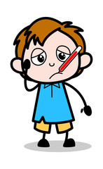 Fever - School Boy Cartoon Character Vector Illustration