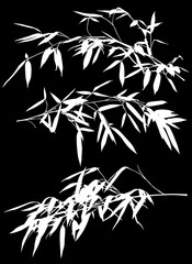 three white bamboo lush branches set illustration
