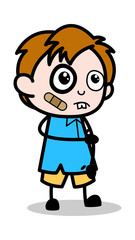 Injured Face - School Boy Cartoon Character Vector Illustration