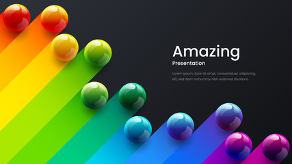 Amazing abstract vector 3D colorful balls illustration template for poster, flyer, magazine, journal, brochure, book cover. Corporate web site landing page minimal background and banner design layout.