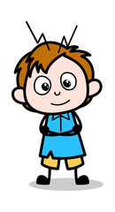 Positive Expression - School Boy Cartoon Character Vector Illustration