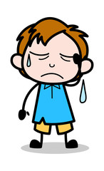 Unwell - School Boy Cartoon Character Vector Illustration