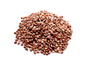 Buckwheat groats isolated on white background