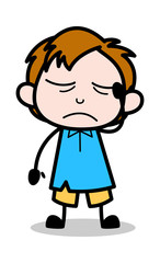Headache - School Boy Cartoon Character Vector Illustration