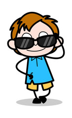 Cool Fashion - School Boy Cartoon Character Vector Illustration