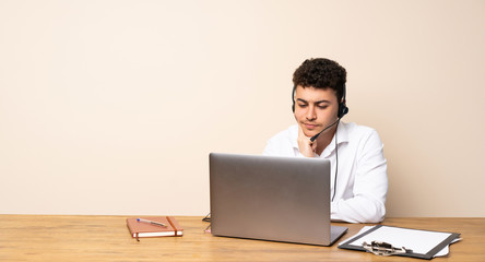 Telemarketer man Looking front