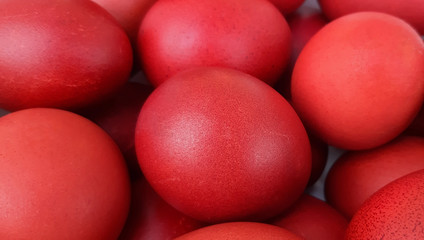 Easter eggs close up. Red eggs Easter holiday concept