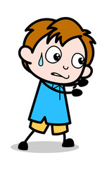 Sweating - School Boy Cartoon Character Vector Illustration