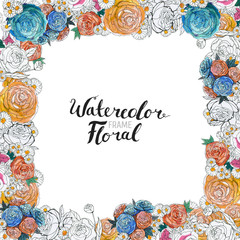 Watercolor Flower Border