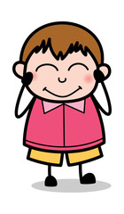 Feeling Shy - Teenager Cartoon Fat Boy Vector Illustration