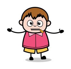 Zipped Mouth - Teenager Cartoon Fat Boy Vector Illustration