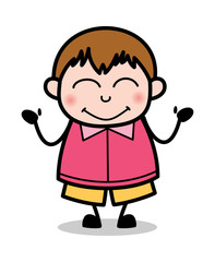 Feeling Positive - Teenager Cartoon Fat Boy Vector Illustration