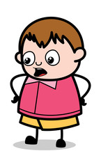 Talking Gesture - Teenager Cartoon Fat Boy Vector Illustration