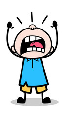 Yelling - School Boy Cartoon Character Vector Illustration