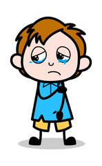 Disappointed - School Boy Cartoon Character Vector Illustration