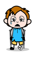 Fractured Patient - School Boy Cartoon Character Vector Illustration