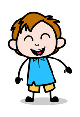 Laughter - School Boy Cartoon Character Vector Illustration
