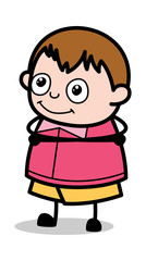 Staring - Teenager Cartoon Fat Boy Vector Illustration - Teenager Cartoon Fat Boy Vector Illustration